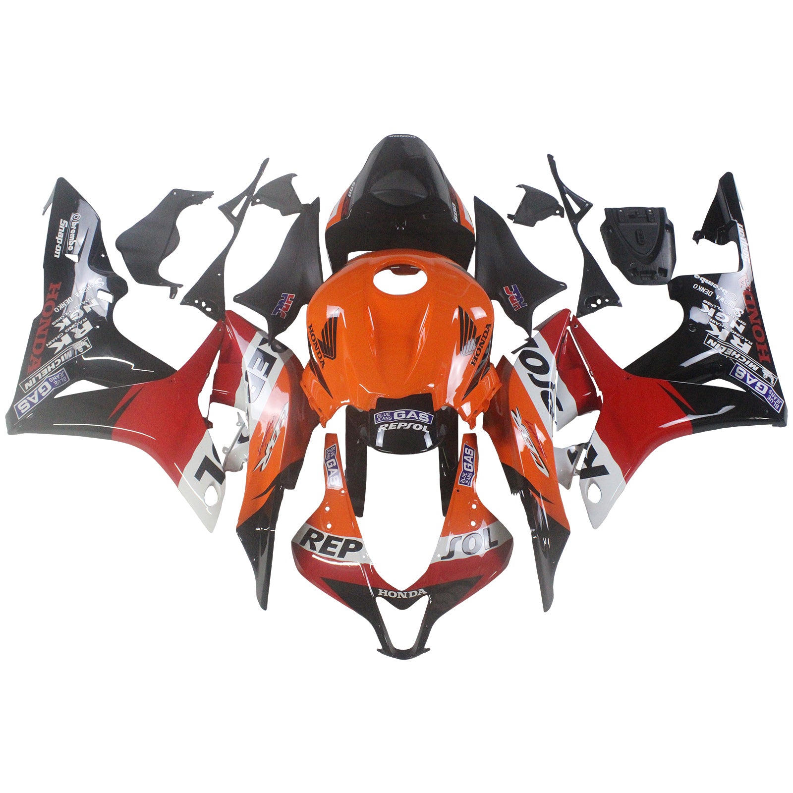 Carenados 2007-2008 Honda CBR 600 RR Negro y Naranja Repsol Generic