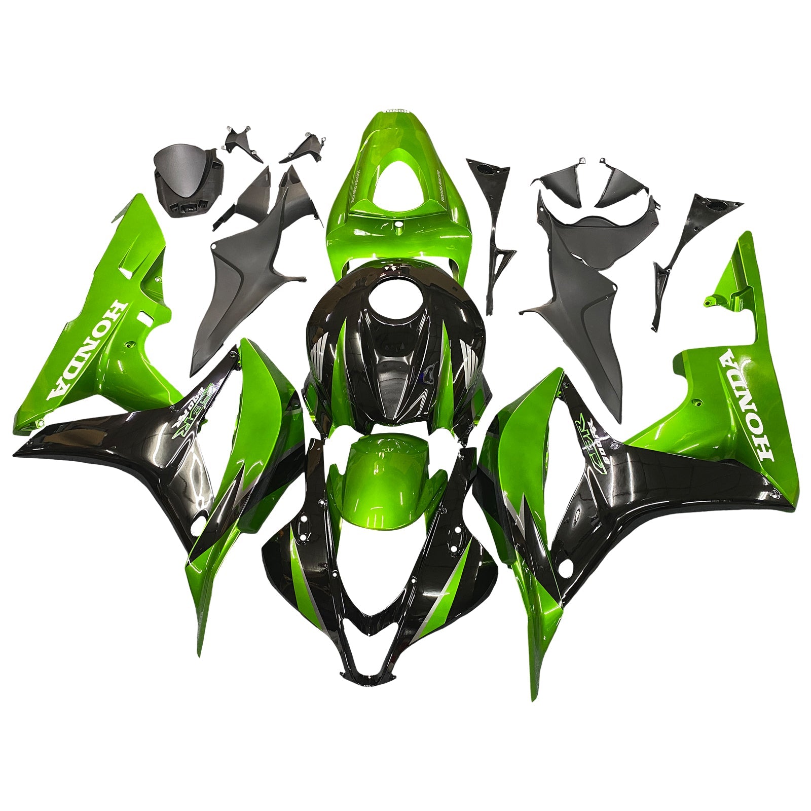 Fairings 2007-2008 Honda CBR 600 RR Metallic Black & Green Honda Generic