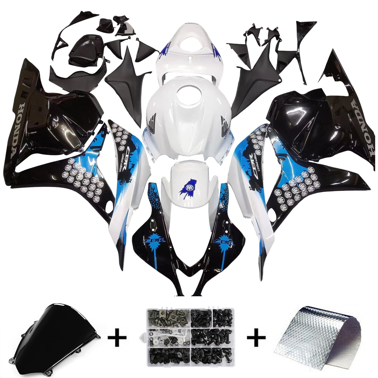 Fairings 2009-2012 Honda CBR 600 RR White Black Blue Coin RR Generic