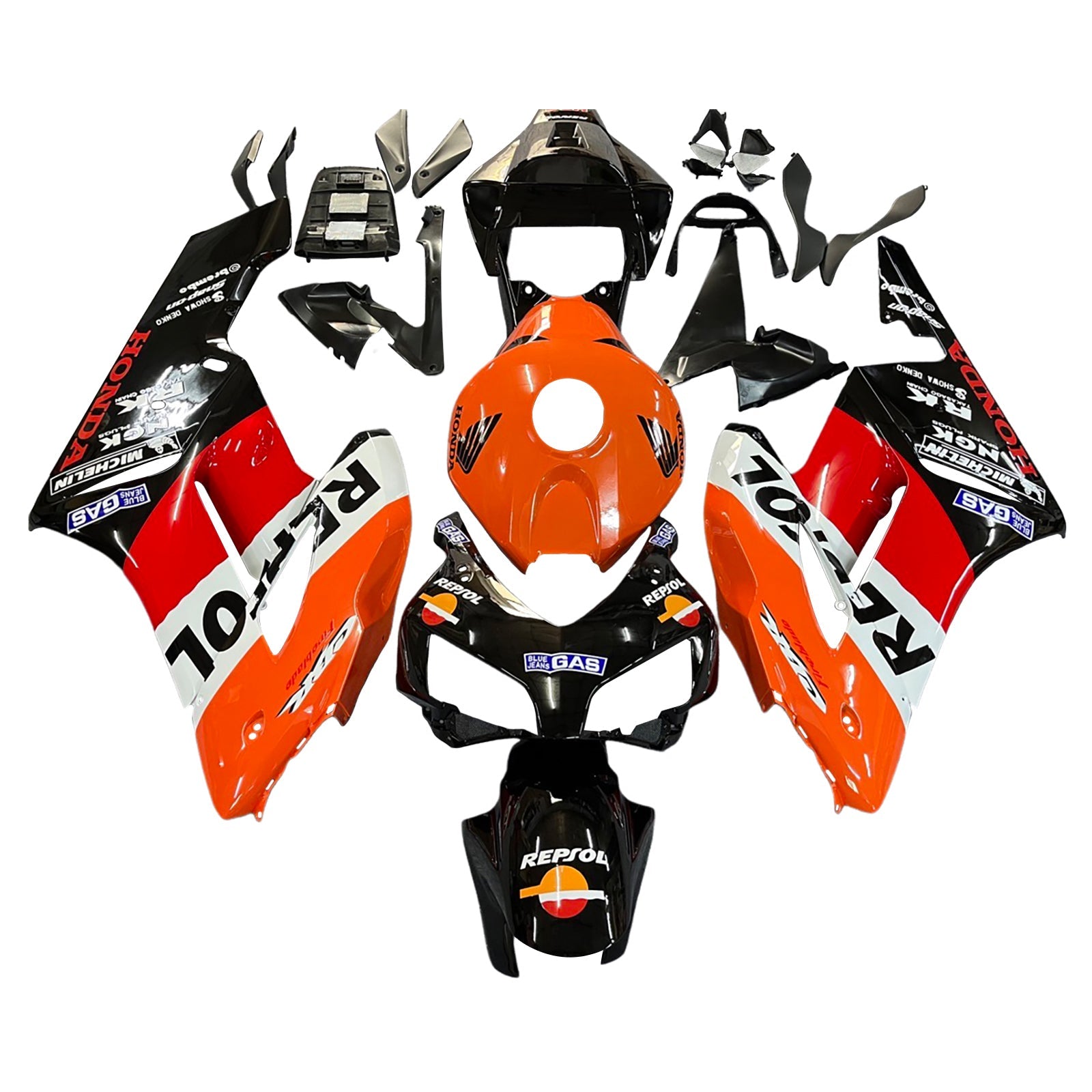 Carenados 2004-2005 Honda CBR 1000 RR Negro Naranja Repsol Genérico