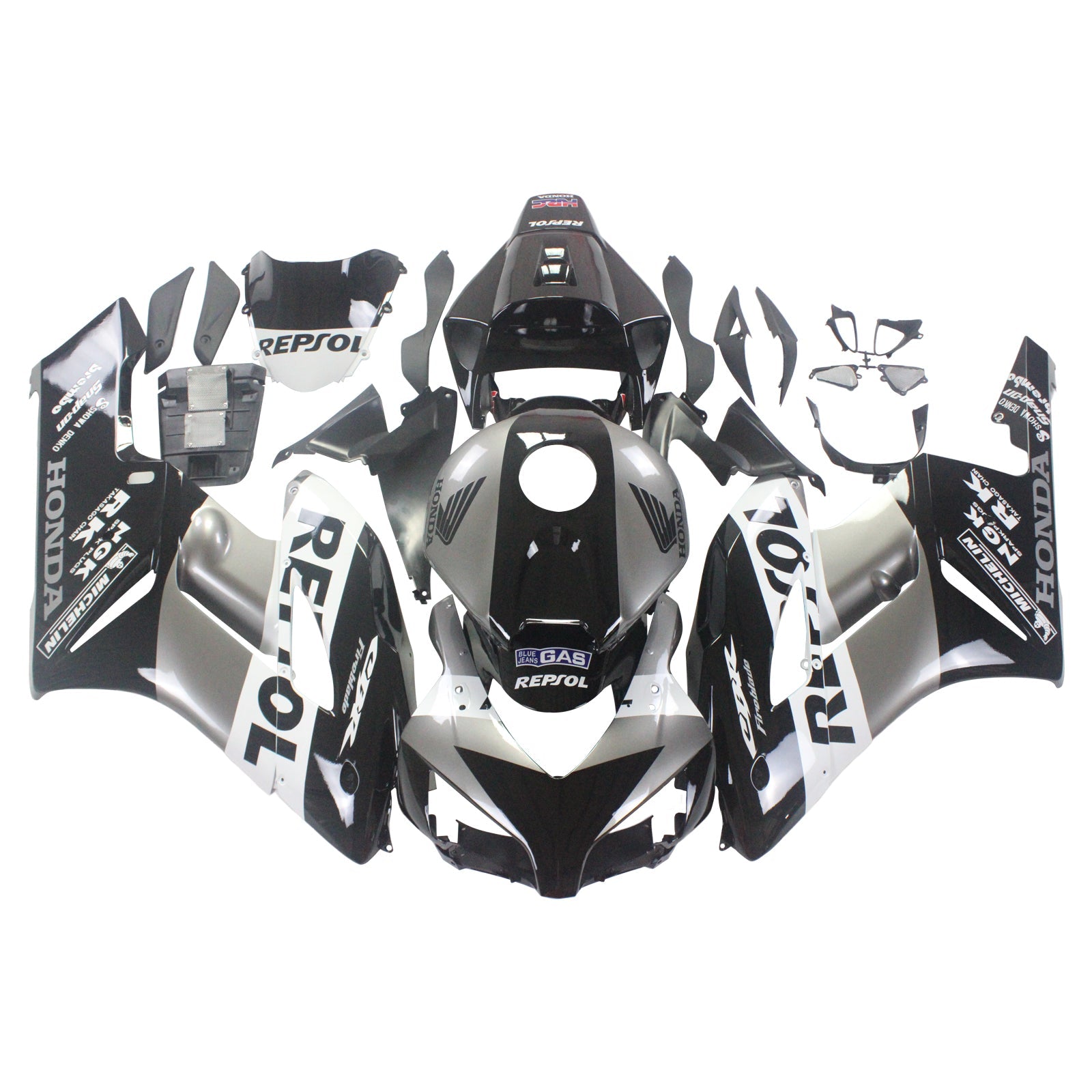 Carenados 2004-2005 Honda CBR 1000 RR Negro Plata Repsol Genérico