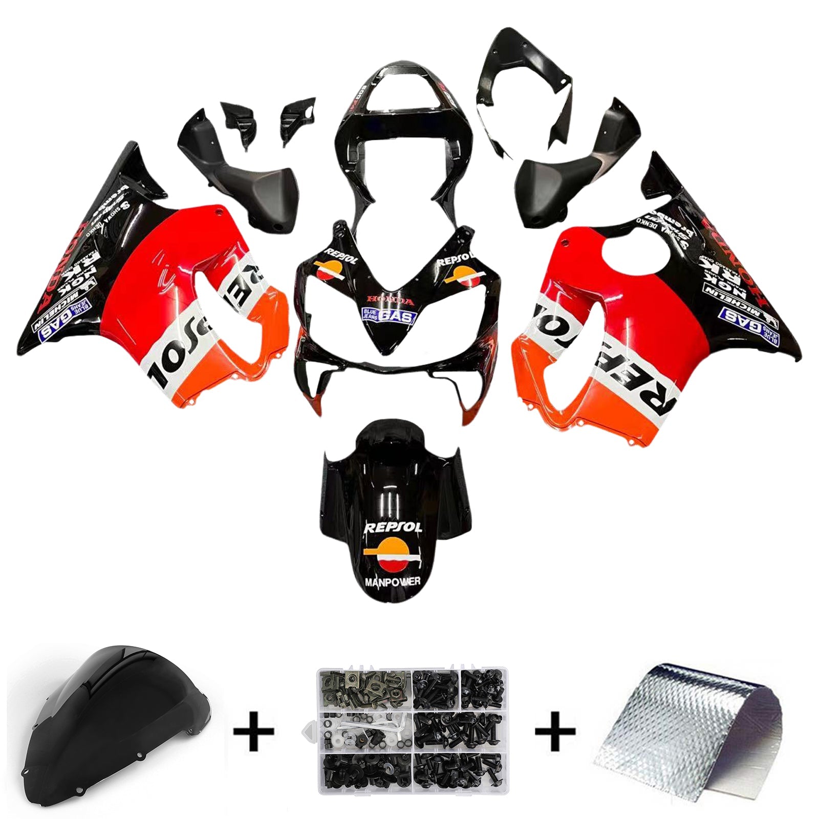 Fairings 2001-2003 Honda CBR 600 F4i Black Repsol