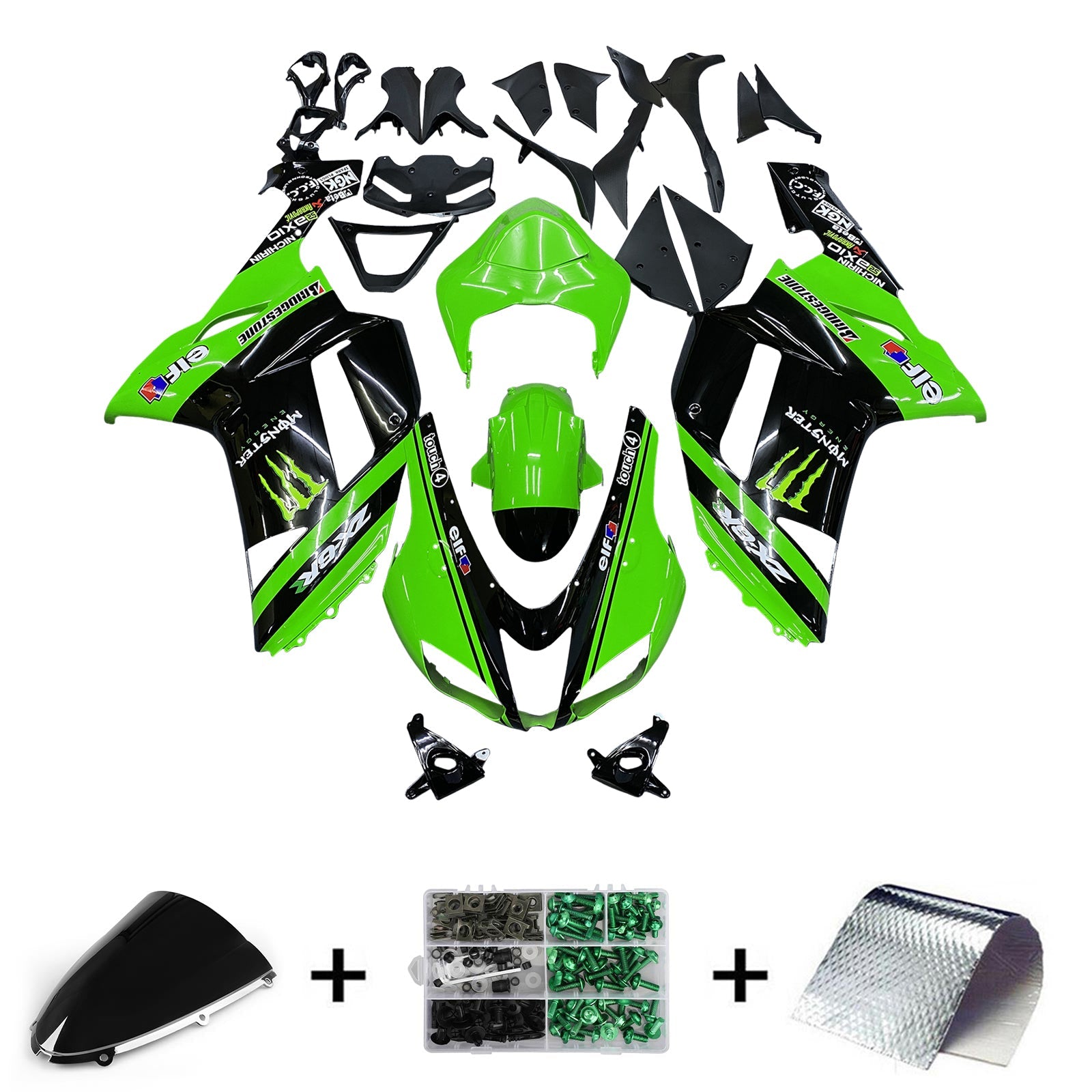 Kawasaki ZX6R 636 2007-2008 Fairing Kit Bodywork Plastic ABS