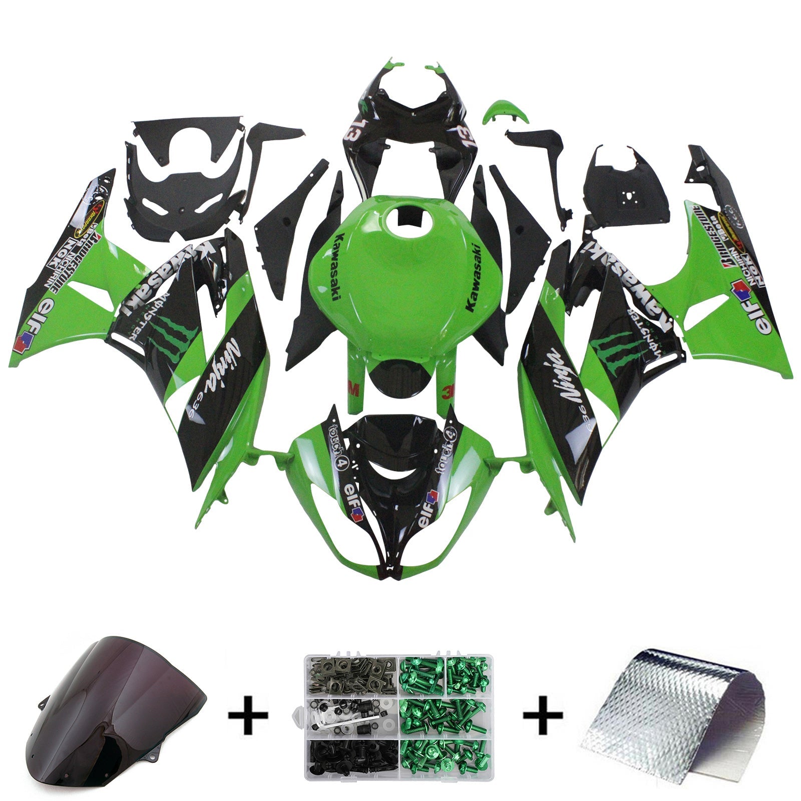 Kawasaki ZX6R 636 2009-2012 Fairing Kit Bodywork Plastic ABS