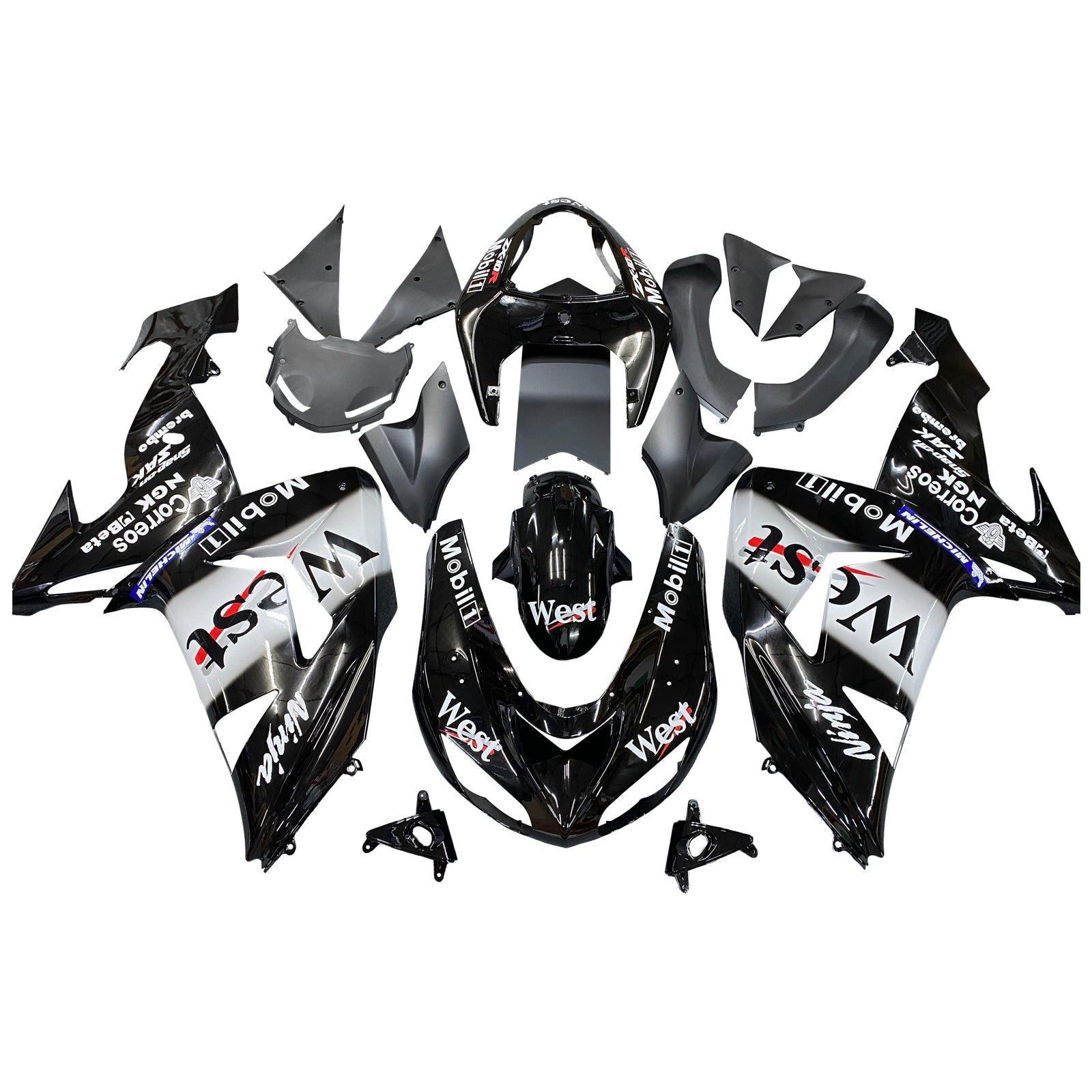 Fairings 2006-2007 Kawasaki ZX 10R Black White West