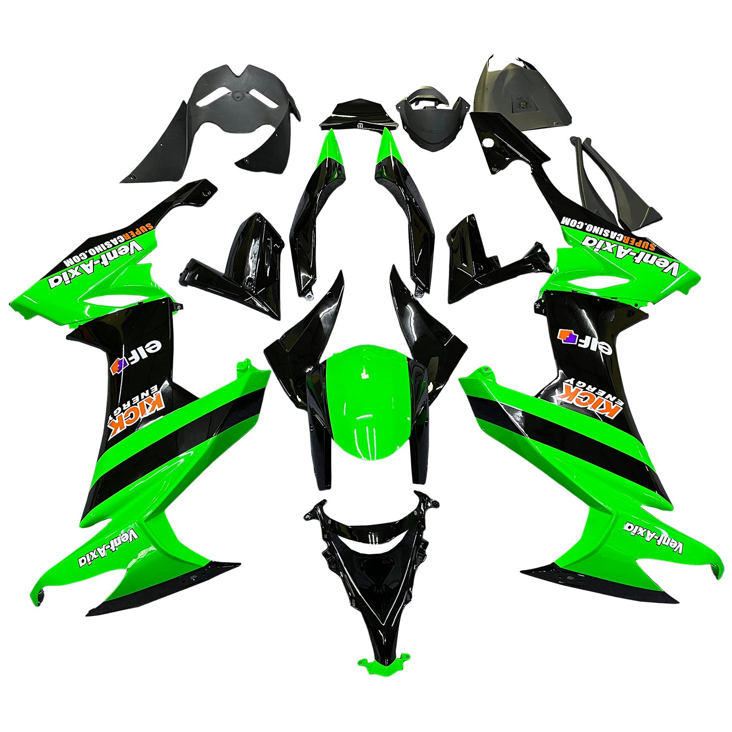 Fairings 2008-2010 Kawasaki ZX10R Green Black ZX10R Generic