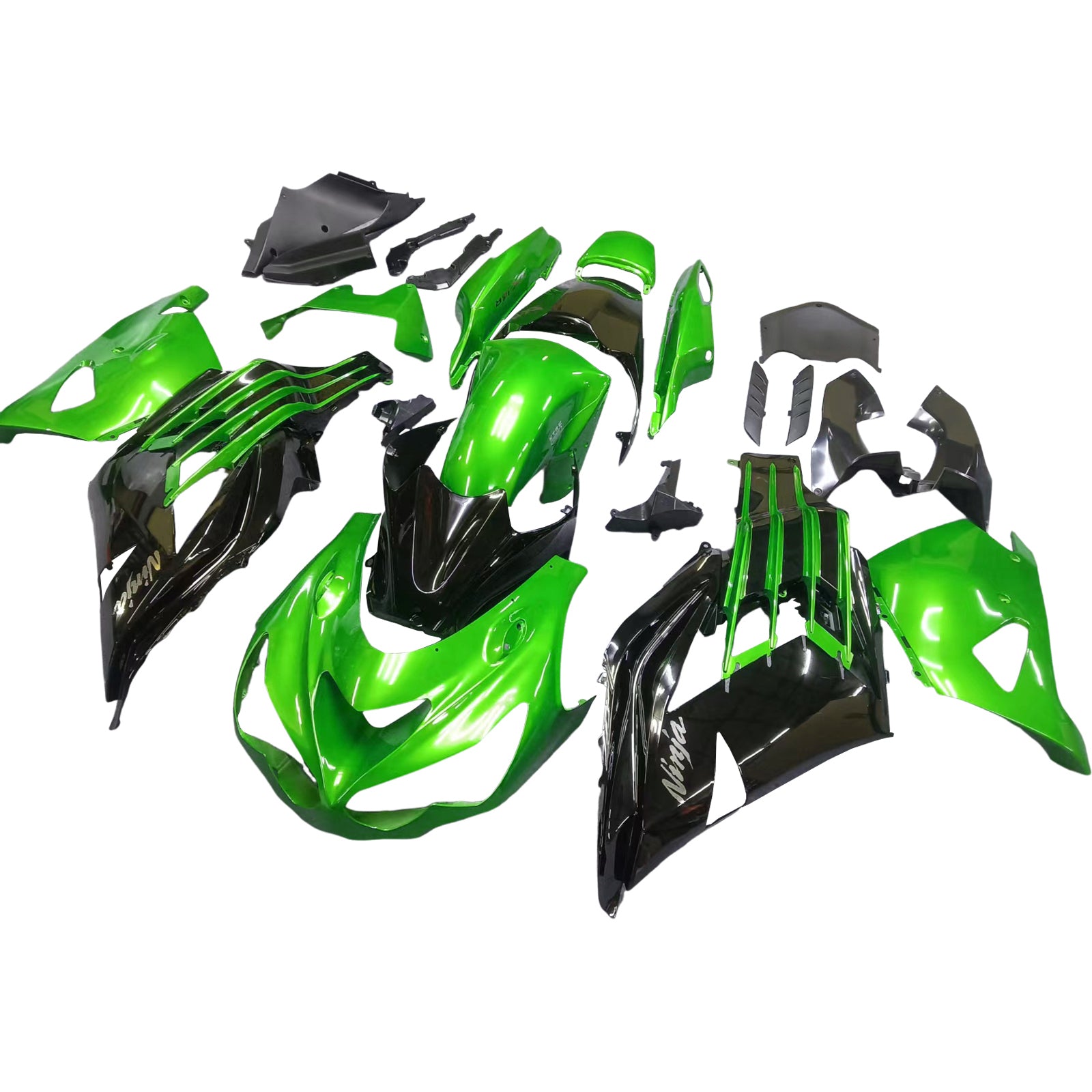 Fairings Plastics 2012-2022 Kawasaki ZX14R Ninja Green Black Generic