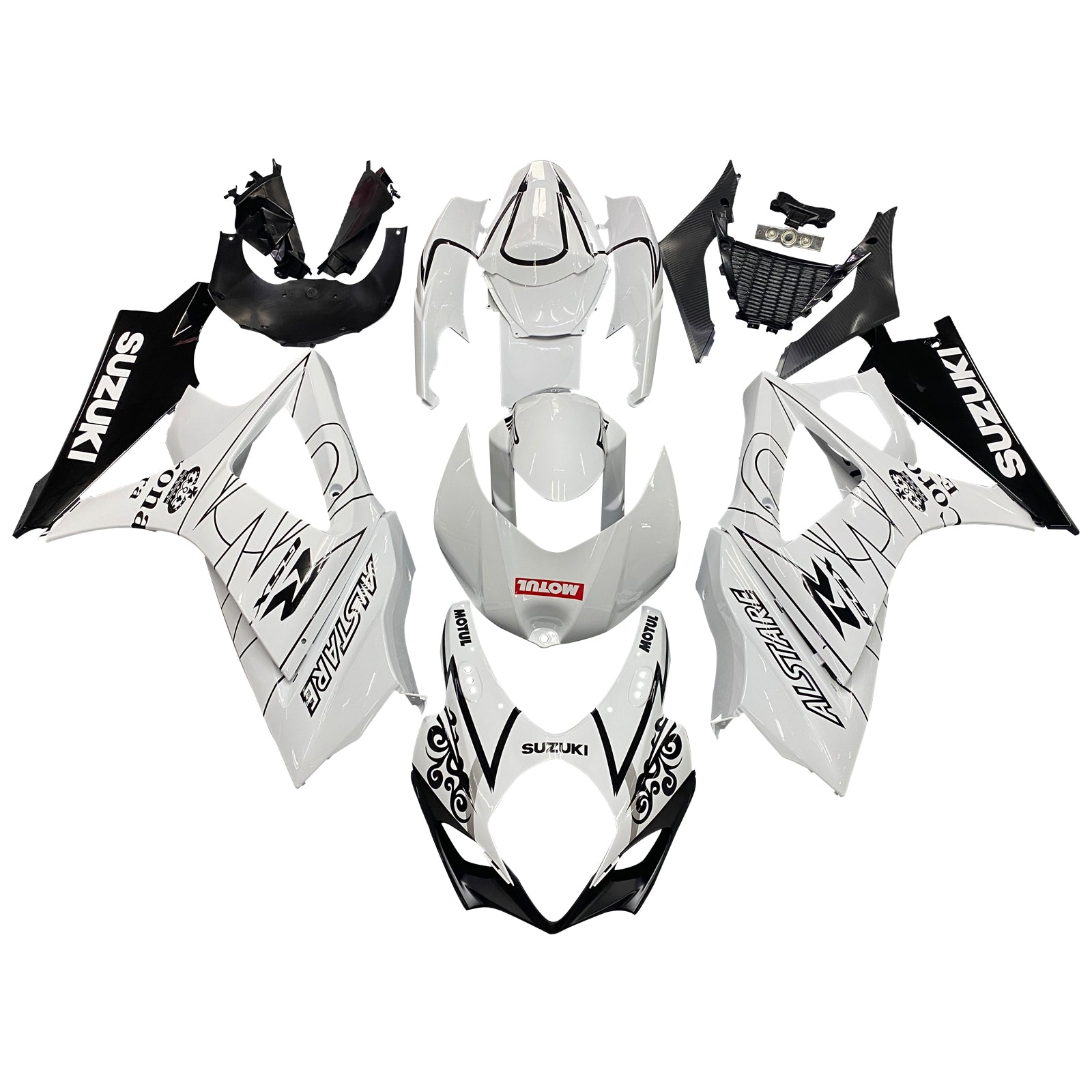 Fairings 2007-2008 Suzuki GSXR 1000 White Black Alstare