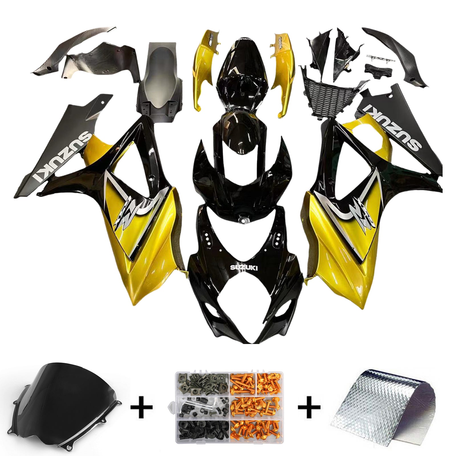 Fairings 2007-2008 Suzuki GSXR 1000 Black & Gold GSXR Generic