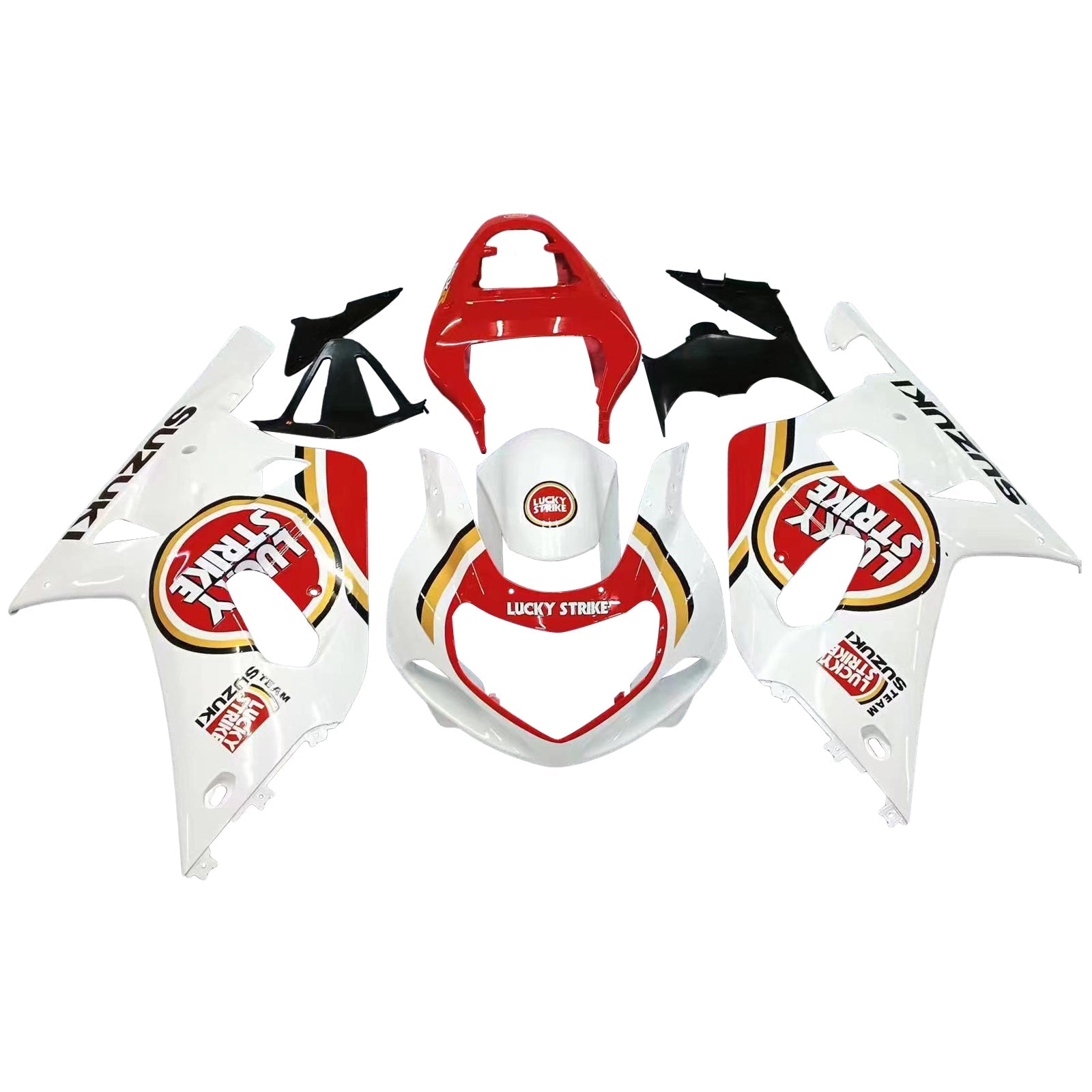 Fairingsg 2001-2003 Suzuki GSXR 600 Blanco y Rojo Lucky Strike Racin Genérico