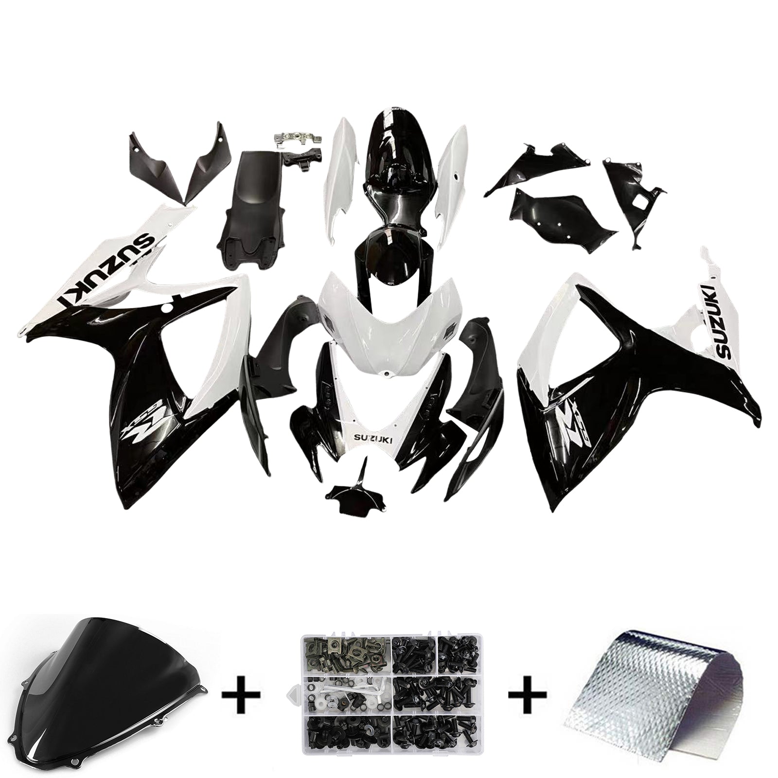 Carenados 2006-2007 Suzuki GSXR 600 750 Negro y Blanco GSXR Genérico