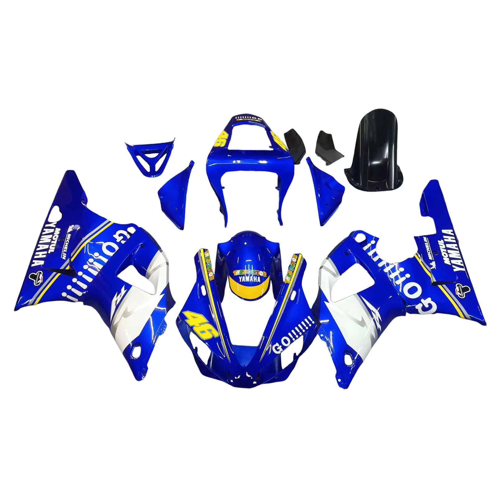 Fairings 2000-2001 Yamaha YZF-R1 Blue White No.46 R1 Generic