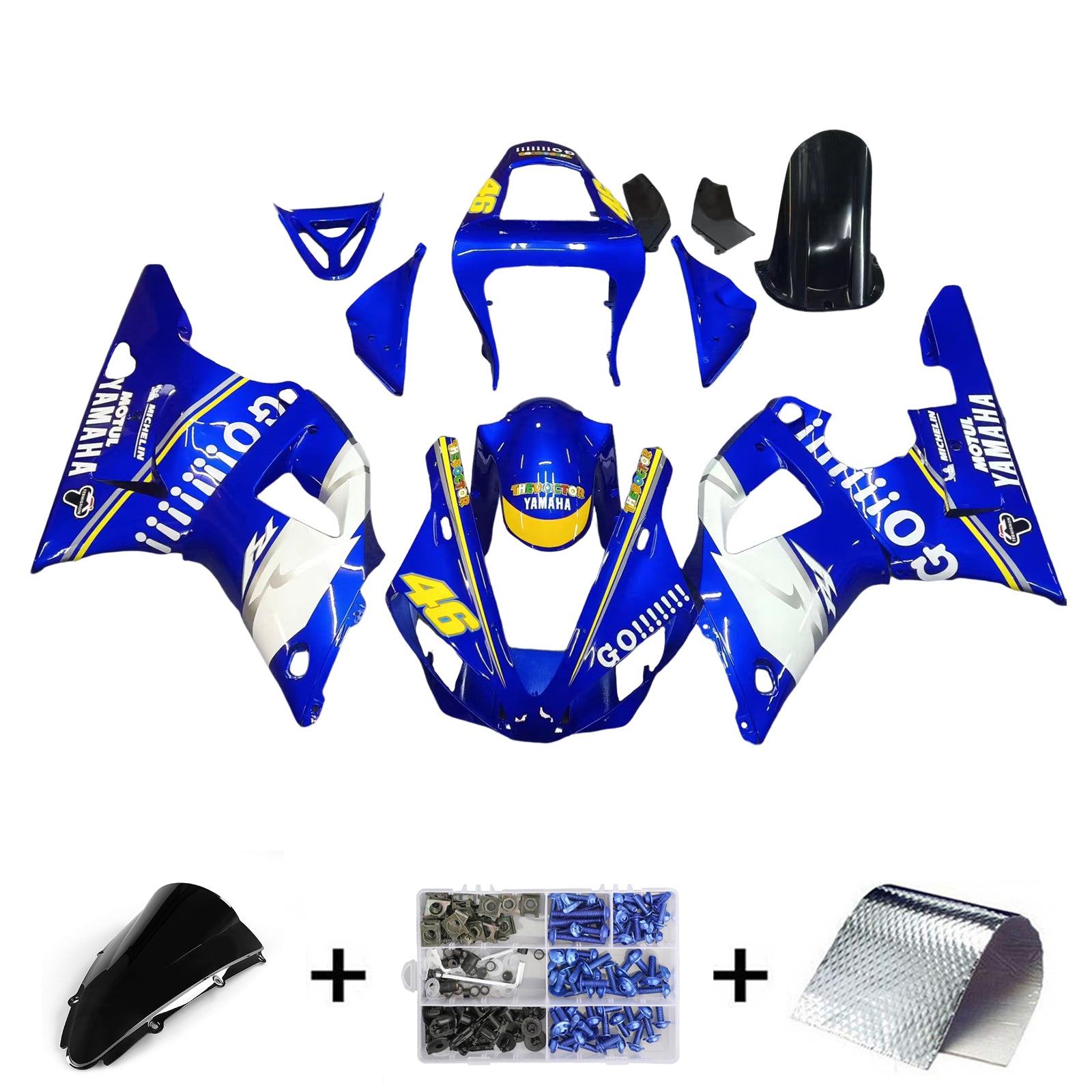 Fairings 2000-2001 Yamaha YZF-R1 Blue White No.46 R1 Generic