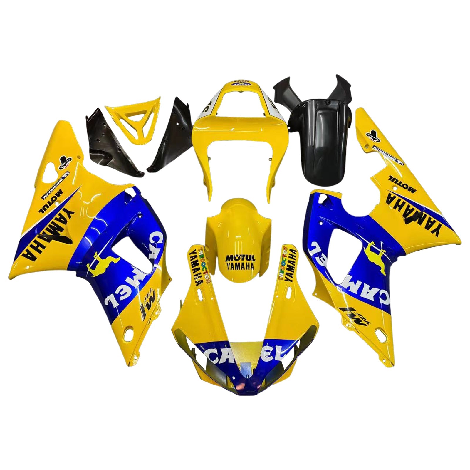 Fairings 2000-2001 Yamaha YZF-R1 Yellow Blue No.46 Camel Generic