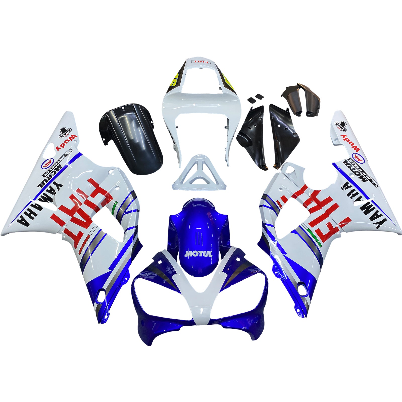 Fairings 2000-2001 Yamaha YZF-R1 Blue White No.46 FIAT Generic