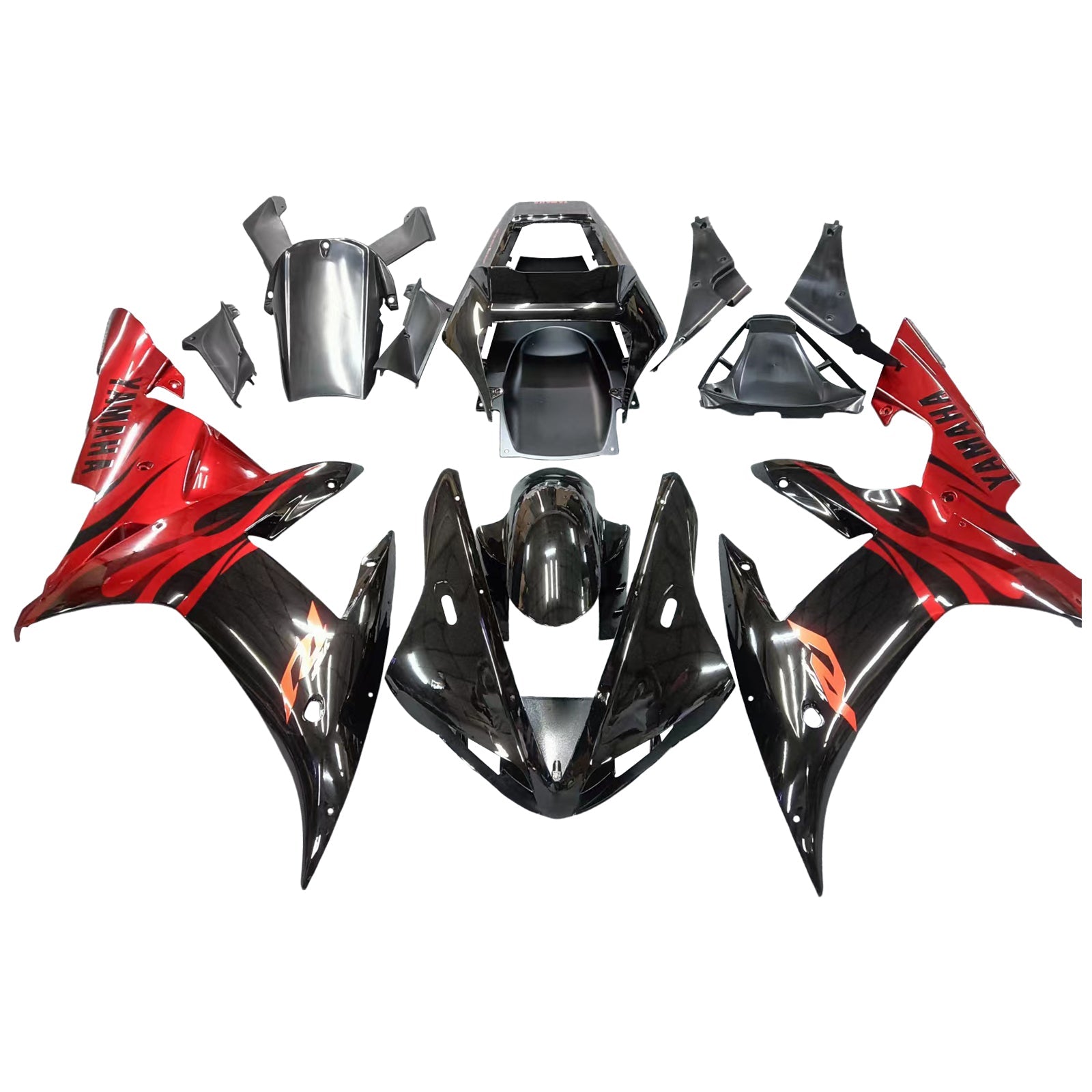 Carenados 2002-2003 Yamaha YZF-R1 Negro Rojo Tribal R1