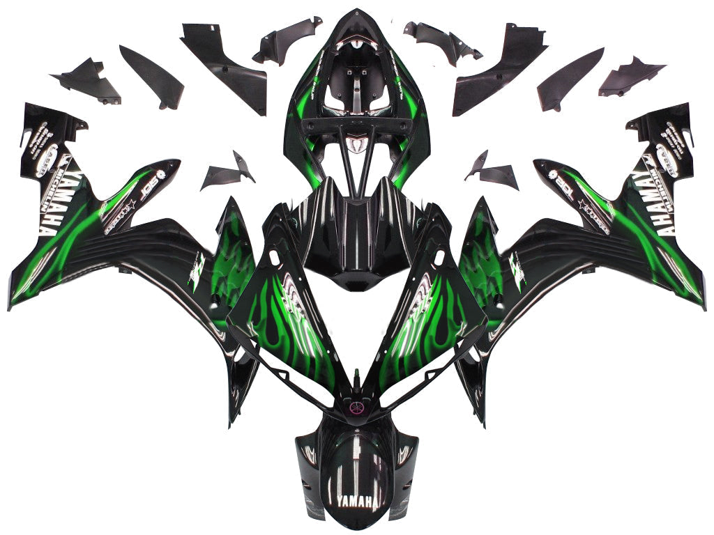 Fairings 2004-2006 Yamaha YZF-R1 Black & Green Flame R1 Generic