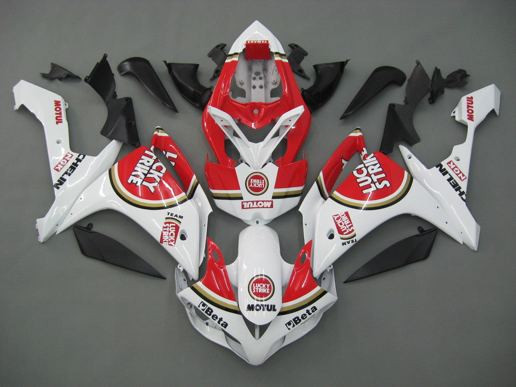 Fairings 2007-2008 Yamaha YZF-R1 White Red Lucky Strike Generic