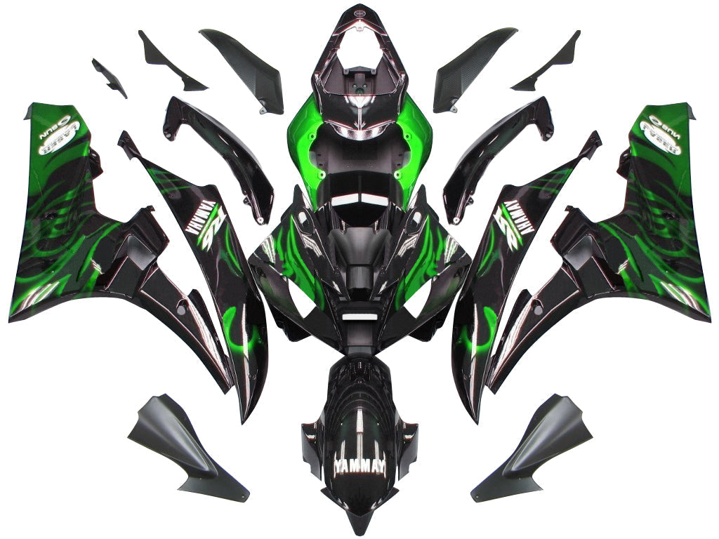 Fairings 2006-2007 Yamaha YZF-R6 Black & Green Flame R6 Generic