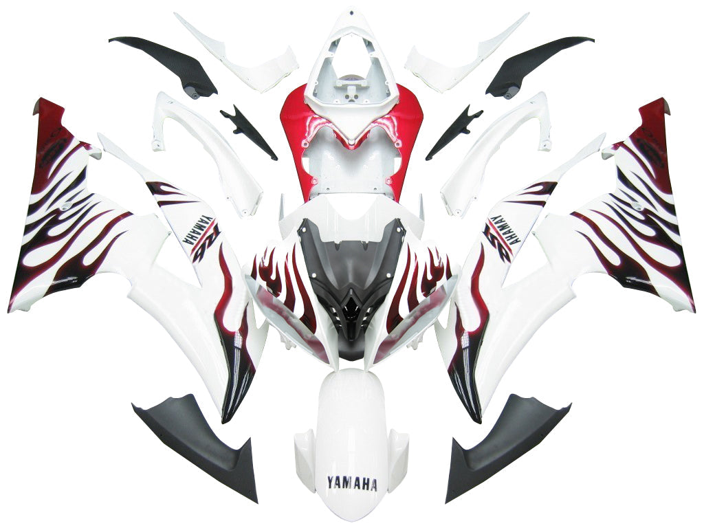 Fairings 2008-2016 Yamaha YZF-R6 White & Red Flame R6 Generic