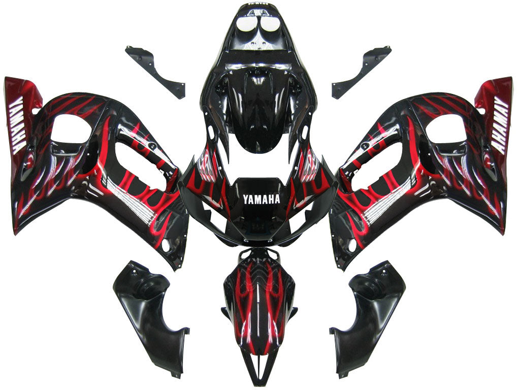 Fairingsr 1998-2002 Yamaha YZF-R6 Black & Red Flame R6 Generic