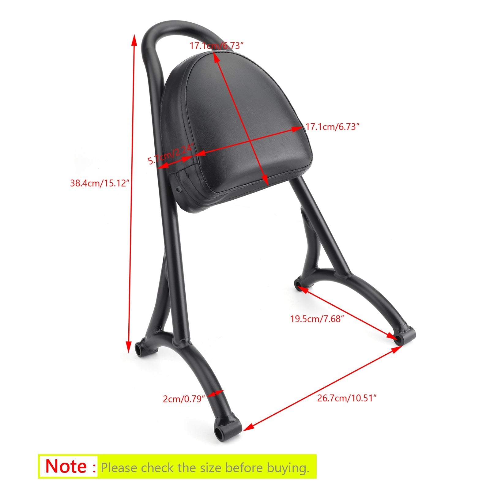 Sissy Bar Backrest w/Pad For Harley Sportster Iron Nightster 883 1200 XL 2004-2016 Generic