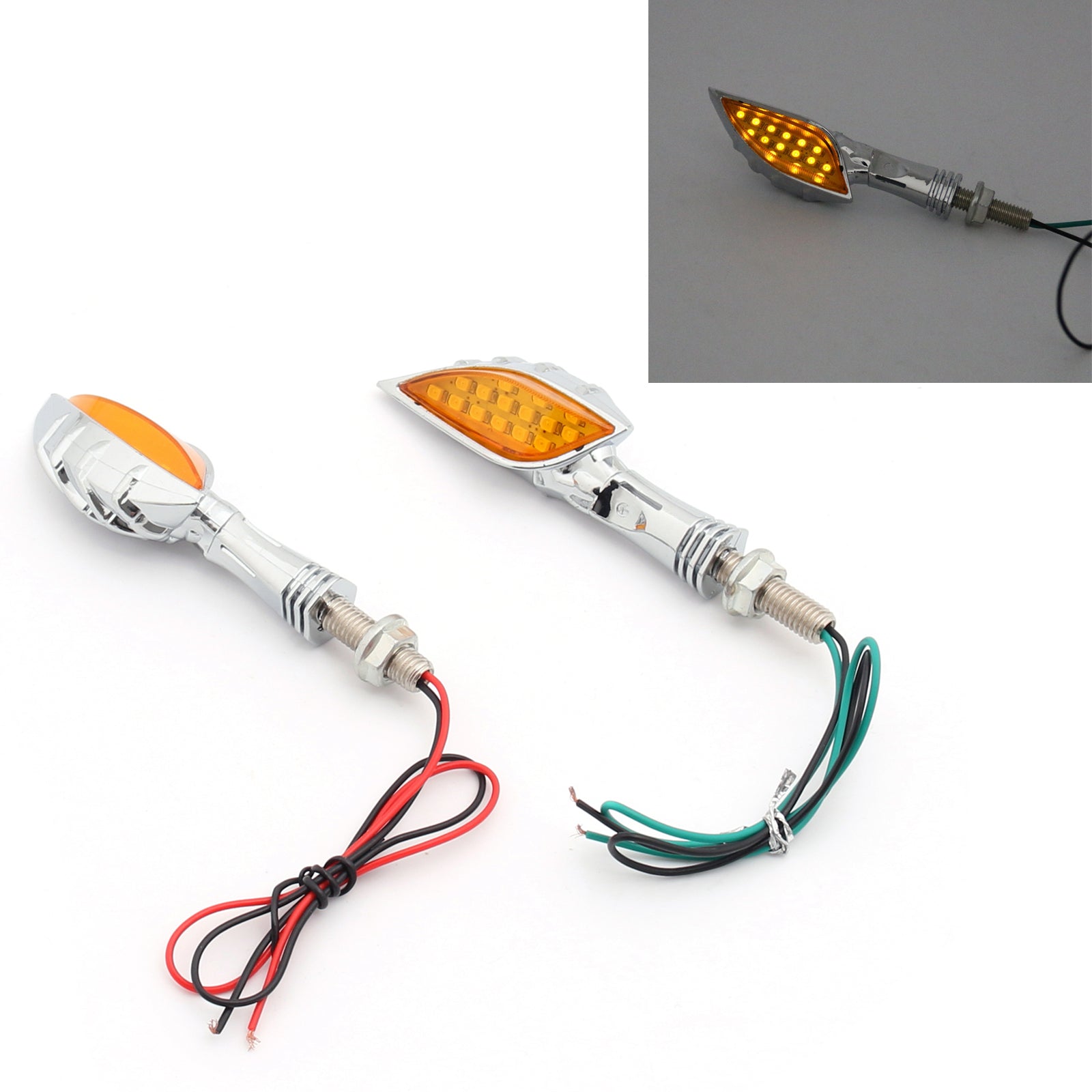 Universal Motorcycle Chrome Skeleton Hand LED Turn Signals Blinker Indicator Cle