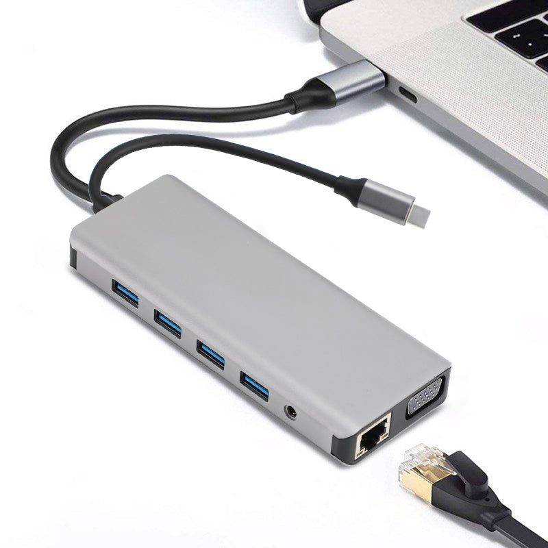 12in 1 Type-C HUB to USB-C USB3.0 HD TF TF 3.5mm PD Converter Docking Adapter