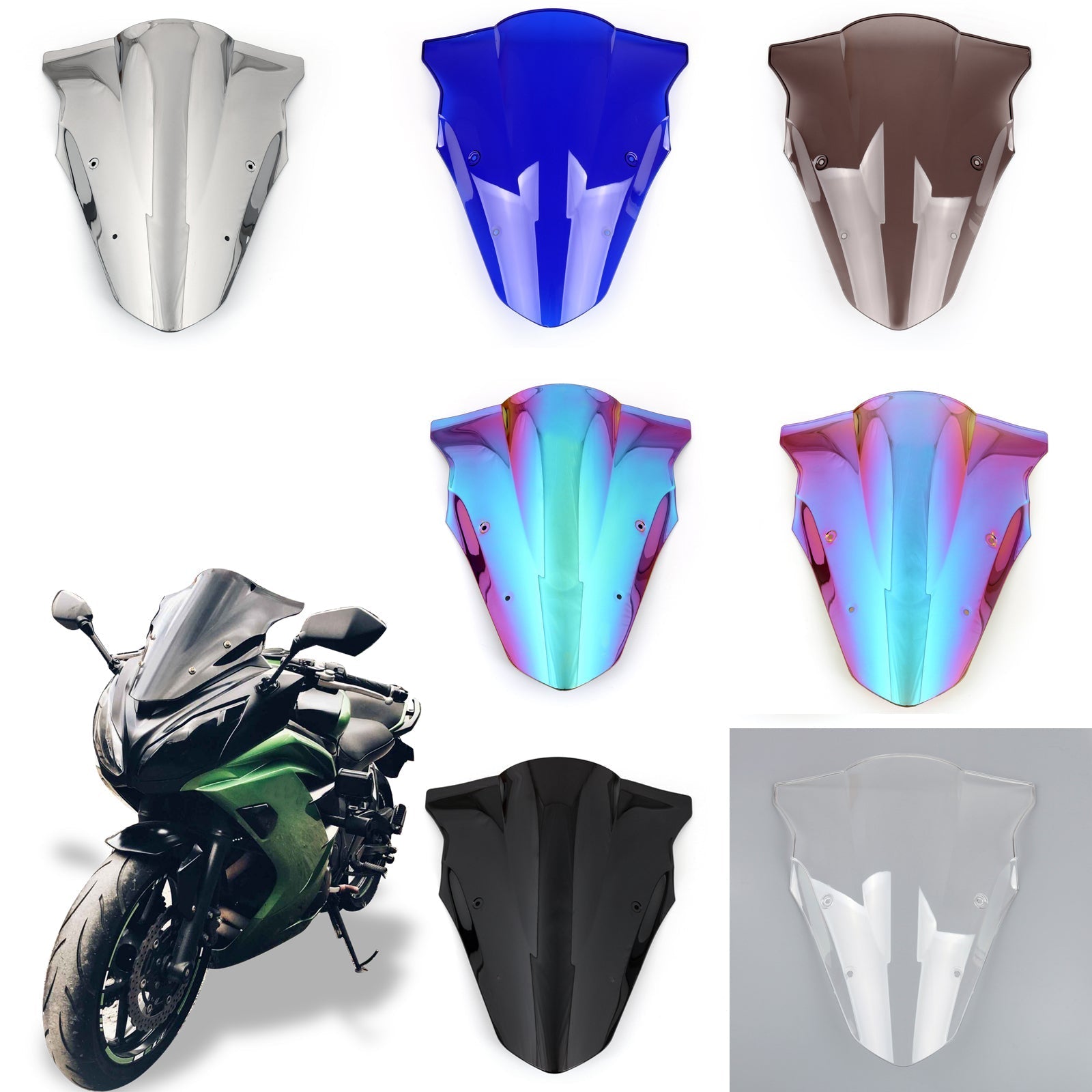 Windshield WindScreen Double Bubble For Kawasaki Ninja 650 EX650F (12-16) 7 Color