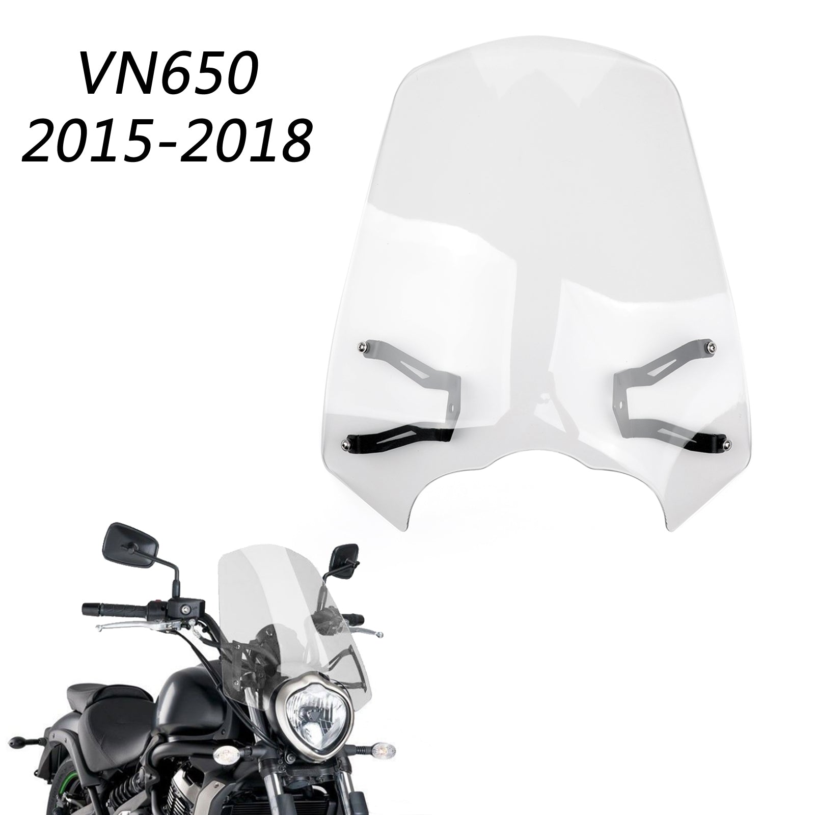 Windscreen Windshield Screen w/Bracket For 2015-2024 Kawasaki Vulcan S EN 650 Generic