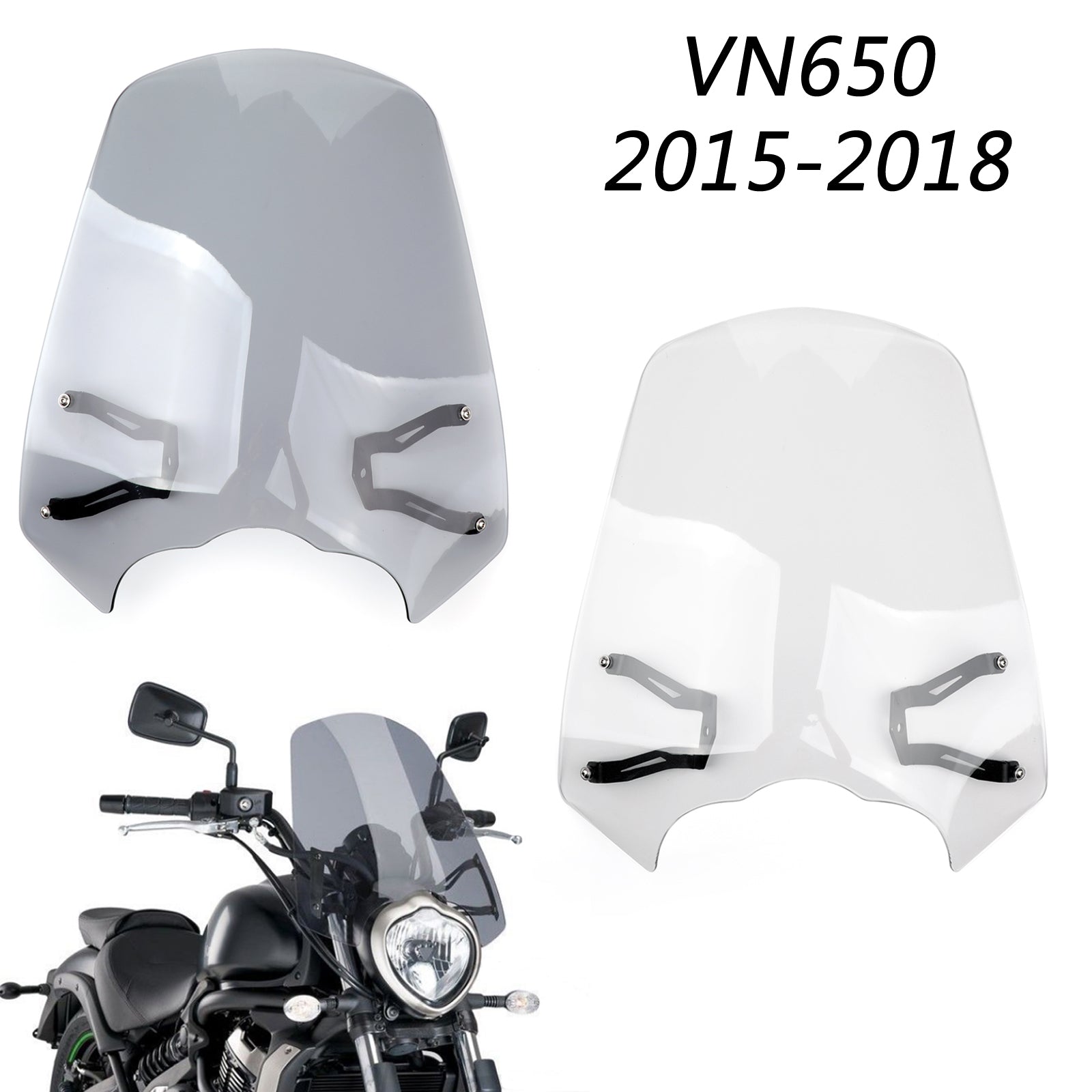 Windscreen Windshield Screen w/Bracket For 2015-2018 Kawasaki Vulcan S EN 650