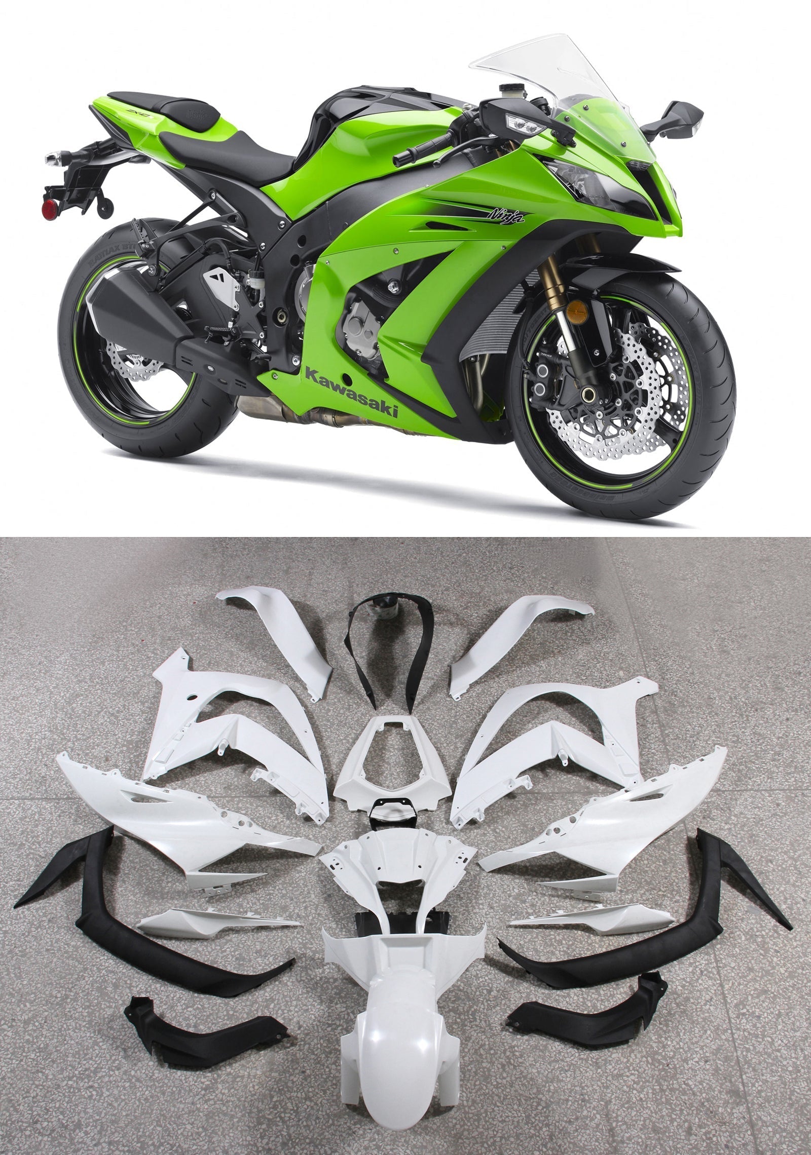 Fairings 2011-2015 Plastics Kawasaki ZX10R Ninja Green Generic