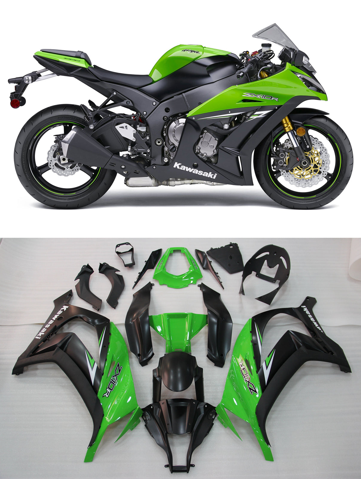 Fairings 2011-2015 Plastics Kawasaki ZX10R Ninja Green Black ZX10R Generic