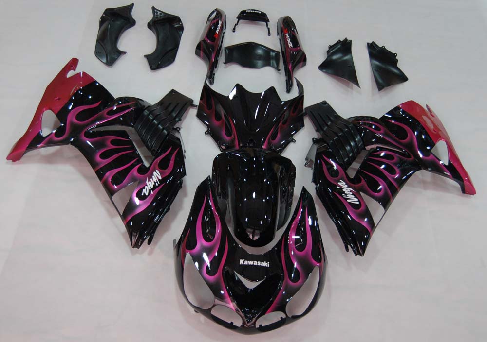 Fairings 2006-2011 Kawasaki ZX14R Black & Purple Flame Ninja Generic