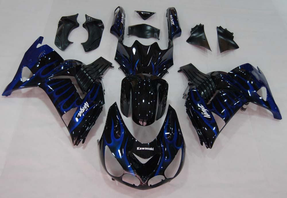 Fairings 2006-2011 Kawasaki ZX14R Black & Blue Flame Ninja Generic