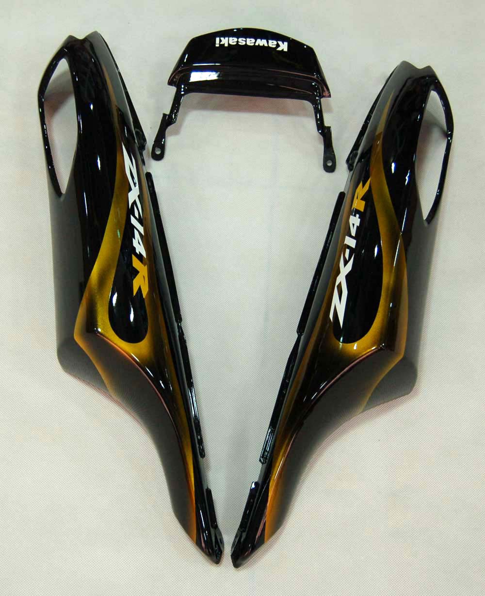 Fairings 2006-2011 Kawasaki ZX14R Black & Gold Flame Ninja Generic