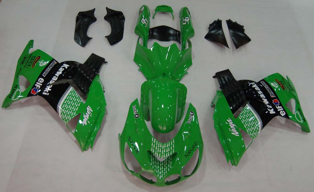 Fairings 2006-2011 Kawasaki ZX14R Green Black No.56 Nakano Generic