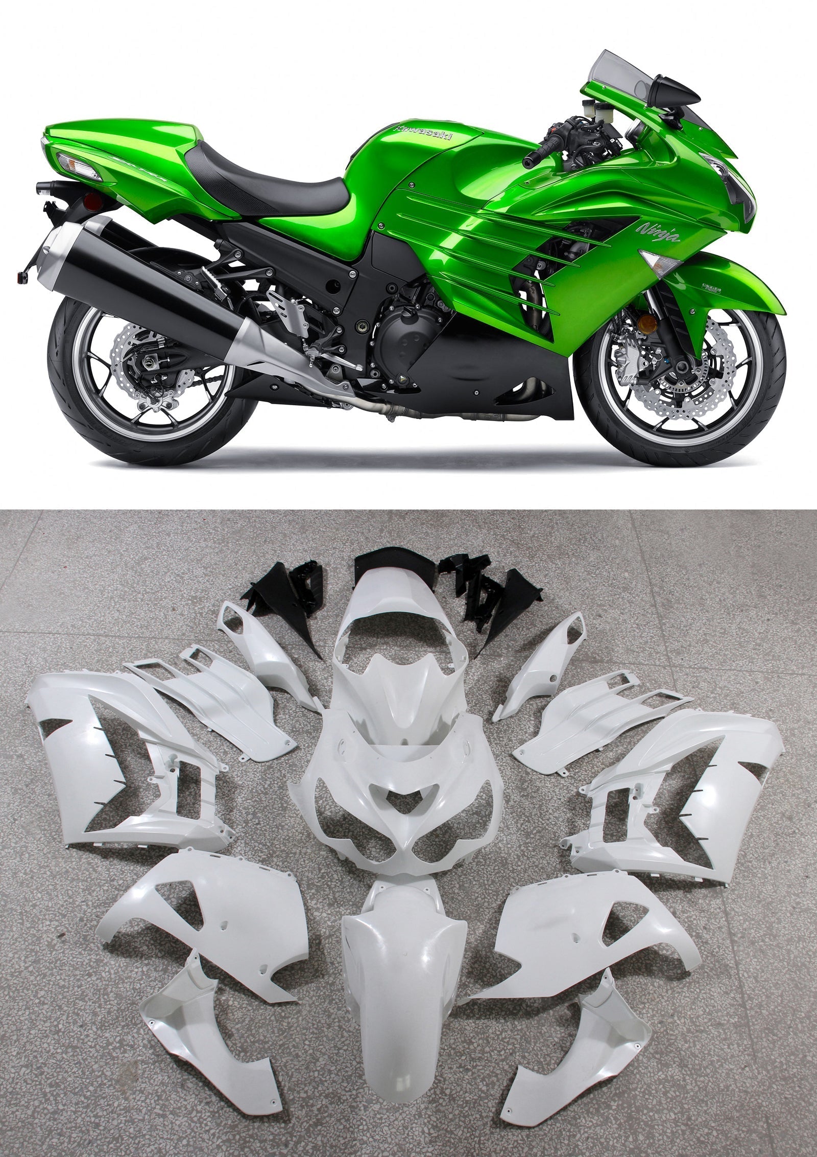 Fairings Plastics 2012-2022 Kawasaki ZX14R Ninja Green Generic