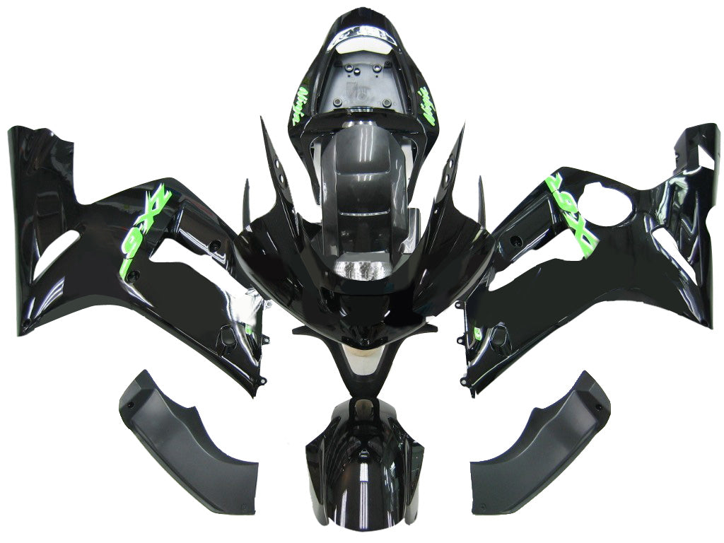 Fairings 2003-2004 Kawasaki ZX6R 636 Black Green ZX6R Generic