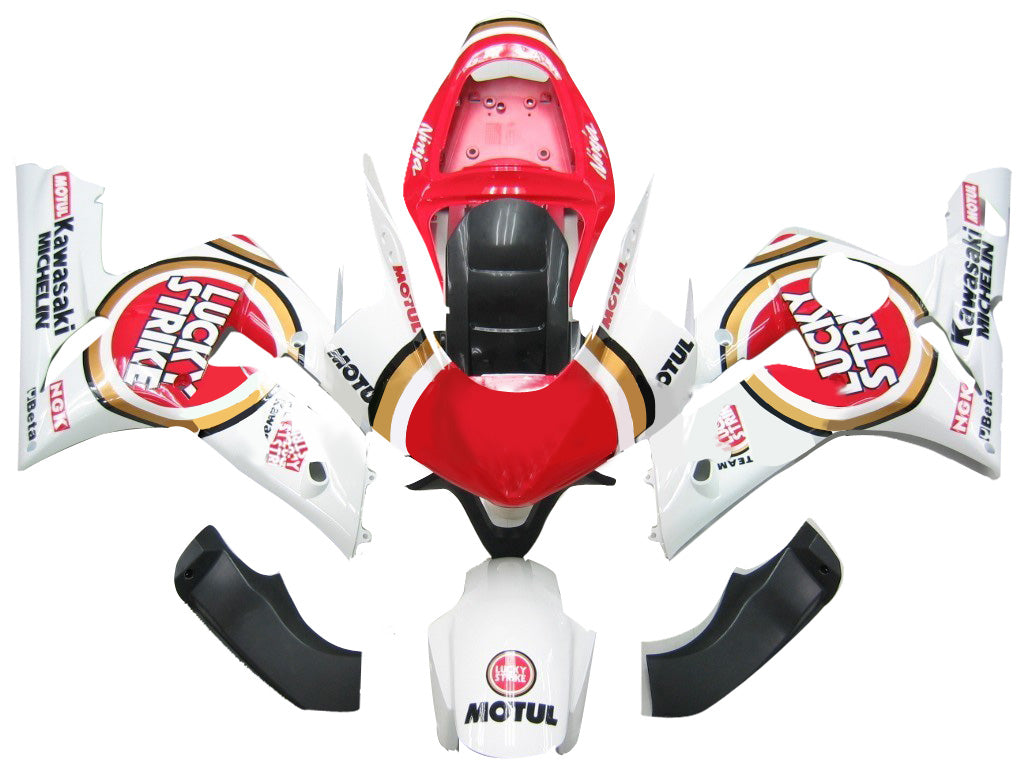 Fairings 2003-2004 Kawasaki ZX6R 636 White Red Lucky Strike Ninja Generic