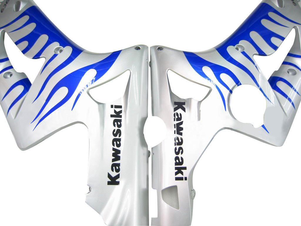 Fairings 2003-2004 Kawasaki ZX6R 636 Silver & Blue Flame Ninja Generic