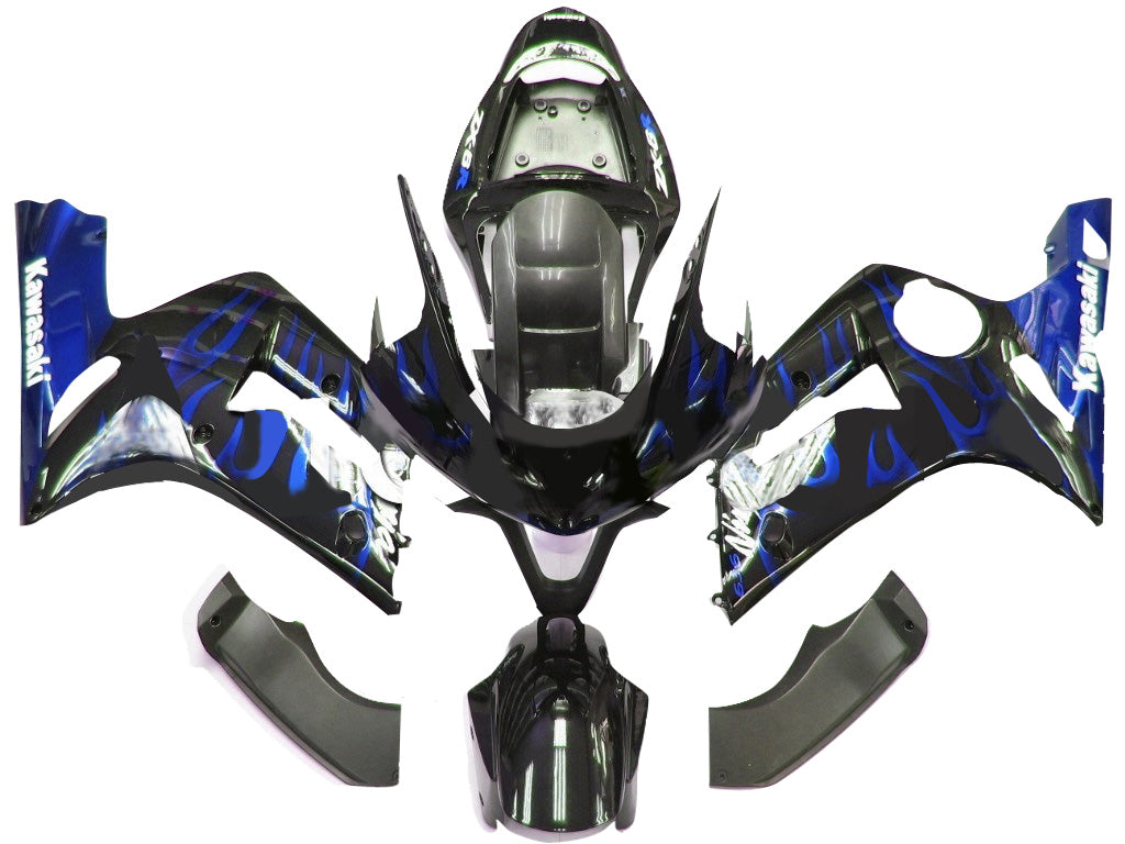 Fairings 2003-2004 Kawasaki ZX6R 636 Black & Blue Flame Ninja Generic