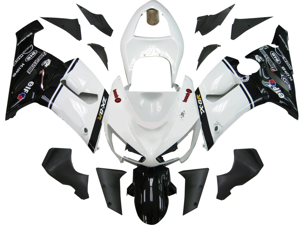 Fairings 2005-2006 Kawasaki ZX6R 636 White Black elf ZX6R Generic