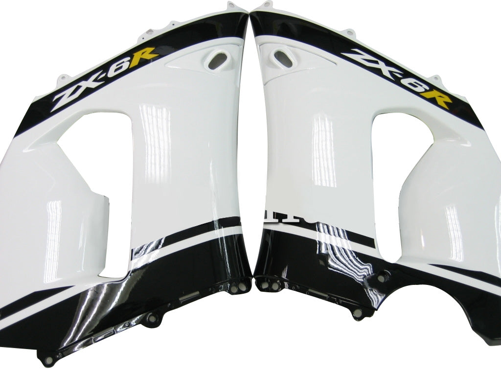 Fairings 2005-2006 Kawasaki ZX6R 636 White Black elf ZX6R Generic