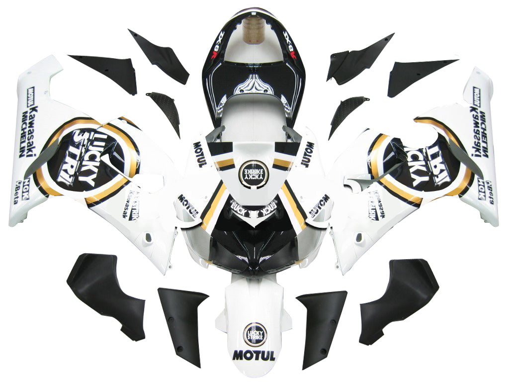 Fairings 2005-2006 Kawasaki ZX6R 636 Black White Lucky Strike Ninja Generic