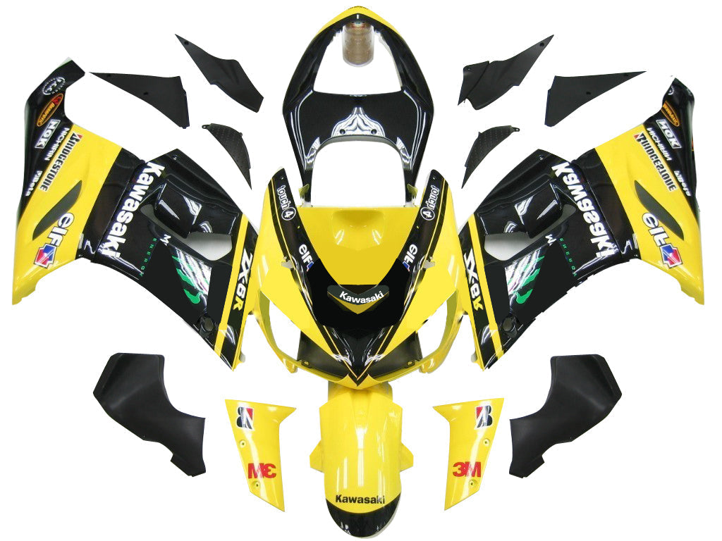 Fairings 2005-2006 Kawasaki ZX6R 636 Black Yellow ZX6R Generic