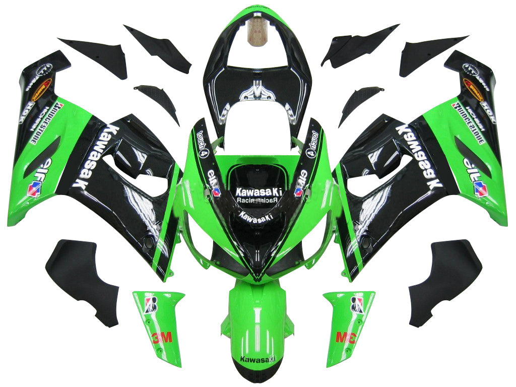 Fairings 2005-2006 Kawasaki ZX6R 636 Green Black Kawasaki Generic