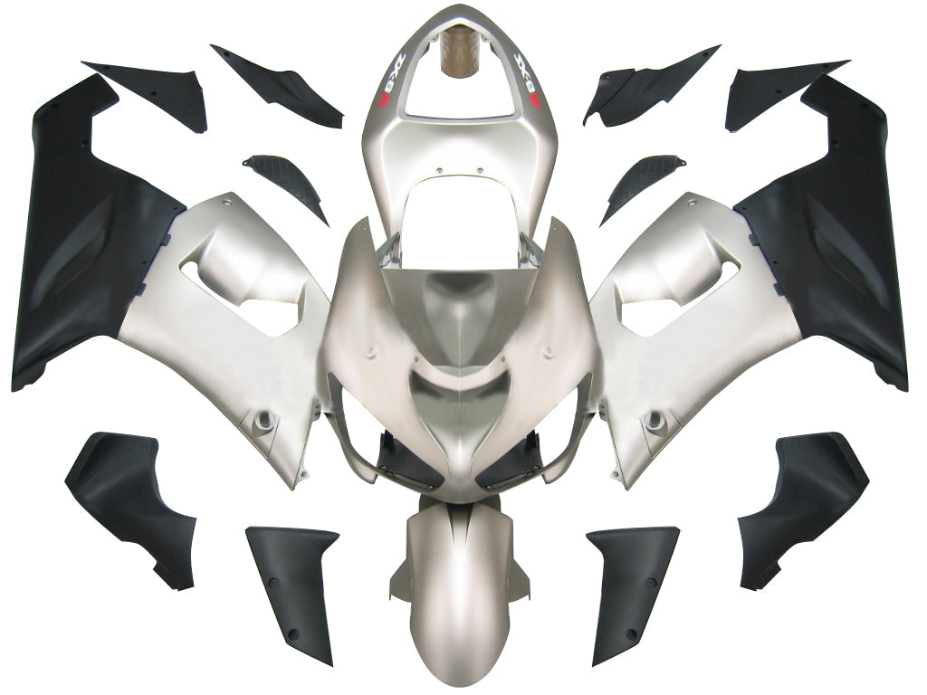 Fairings 2005-2006 Kawasaki ZX6R 636 Matte Silver & Black Ninja Generic