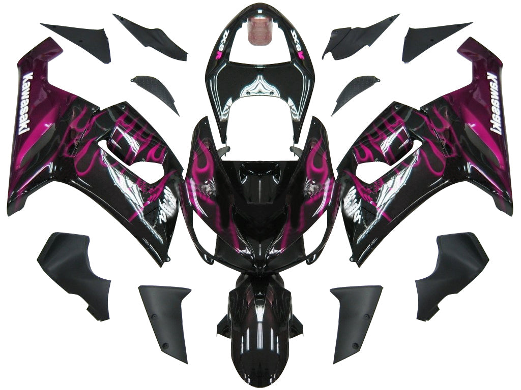 Fairings 2005-2006 Kawasaki ZX6R 636 Black & Purple Flame Ninja Generic