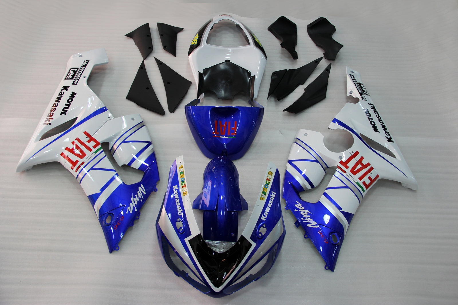 Fairings 2005-2006 Kawasaki ZX6R ZX636 Blue White FIAT Generic